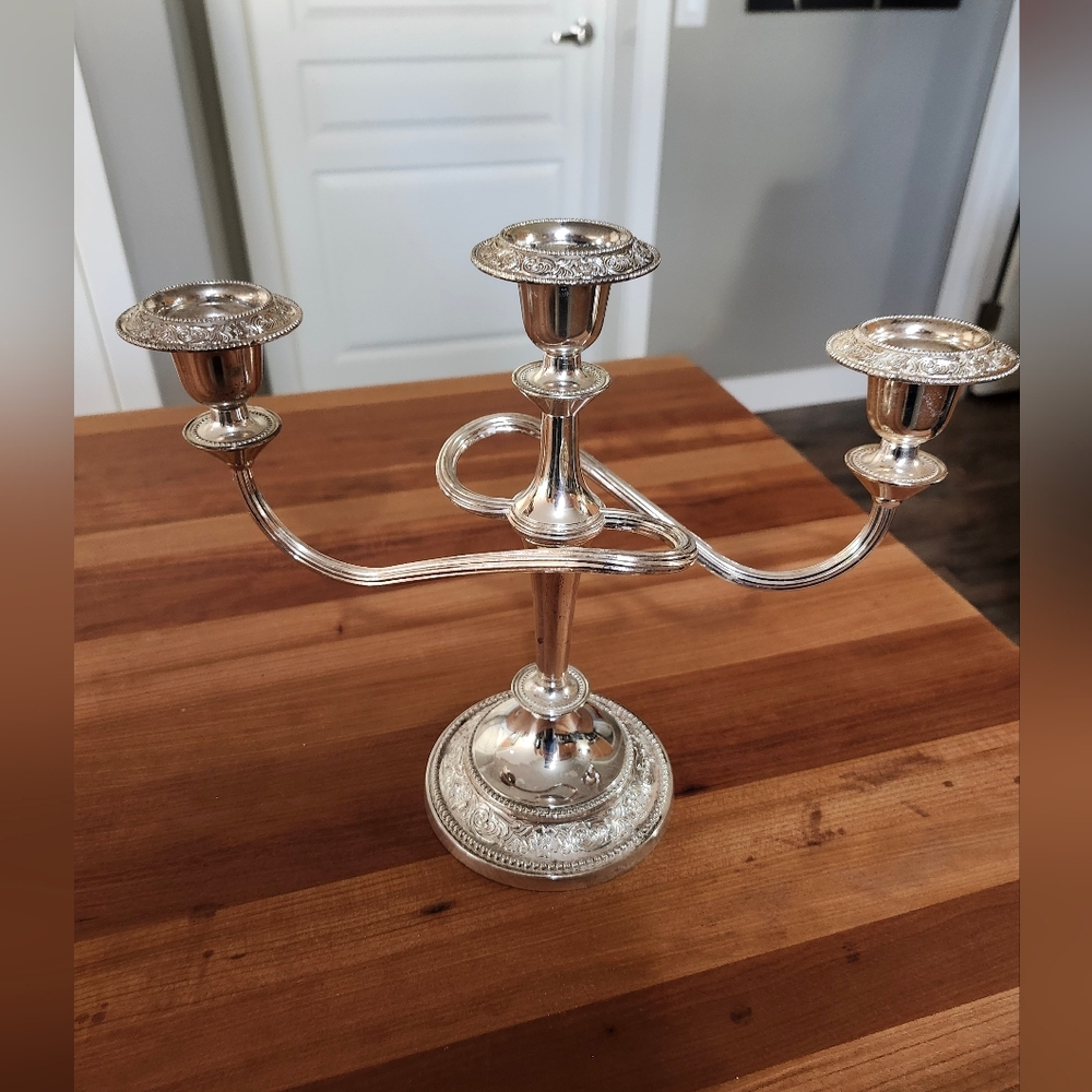 Elegant Silver Plated Vintage Twisted Arms 3 Candelabra. 1970's. Price Is Firm.